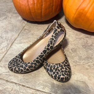 Crocs slip on ballet type shoe. Animal print Very little wear
